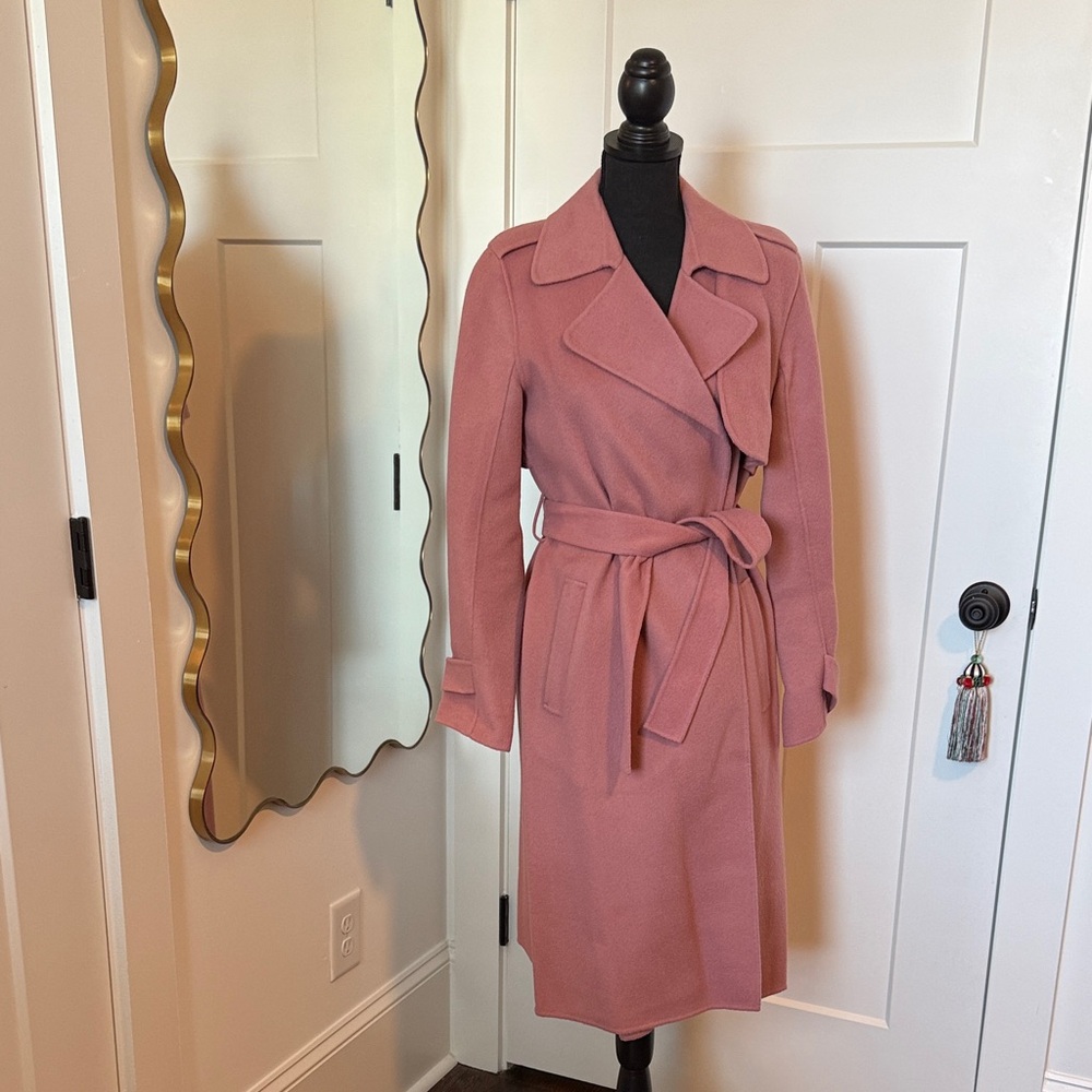 Theory - Dusty Rose Wrap Belted Trench Coat Size Small